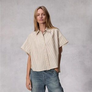Rag and Bone Martha Poplin Shirt - Khaki Stripe